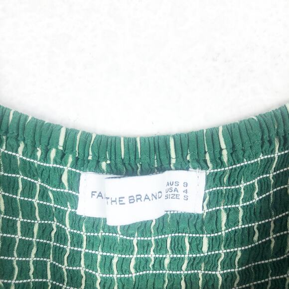 Faithfull The Brand Presley Jumpsuit Size Small Green Striped Tie-Front Wide-Leg - Picture 5 of 13